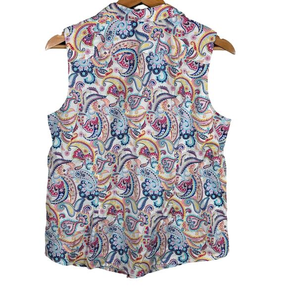 Talbots Women's Size 14P Paisley Print Non-Iron Light Soft Casual Comfort Shirt - Picture 2 of 8